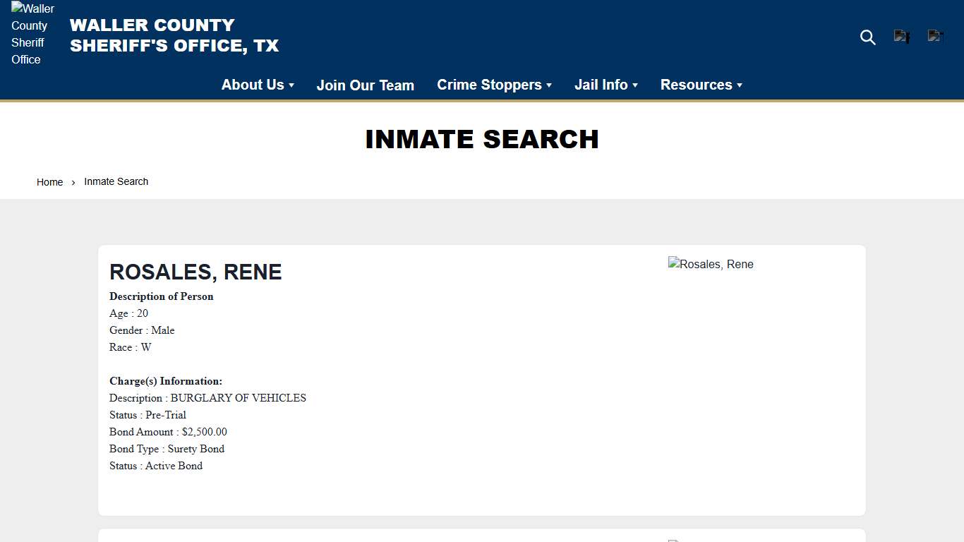 Inmate Search Waller County Sheriff Office Website